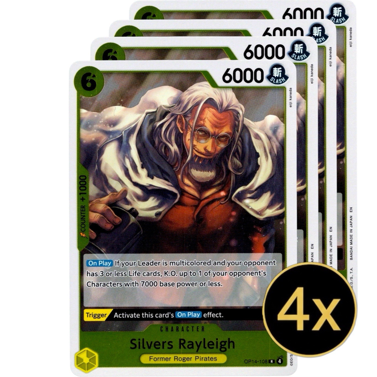 4x Silvers Rayleigh OP14 One Piece Foil Playset NM #OP14-108
