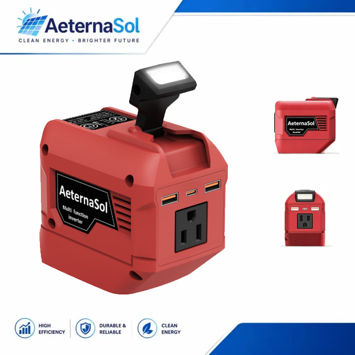 3Pack AeternaSol 220W-250W Power Inverter for Milwaukee 18V Battery - USB-C LED