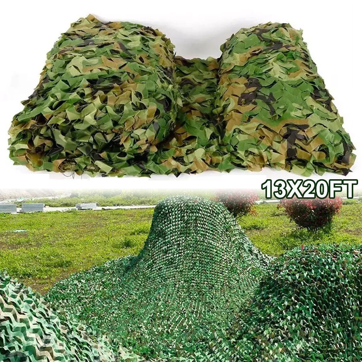13x20FT Camouflage Netting Camo Army Net Woodland Camping Hunting Cover Shade