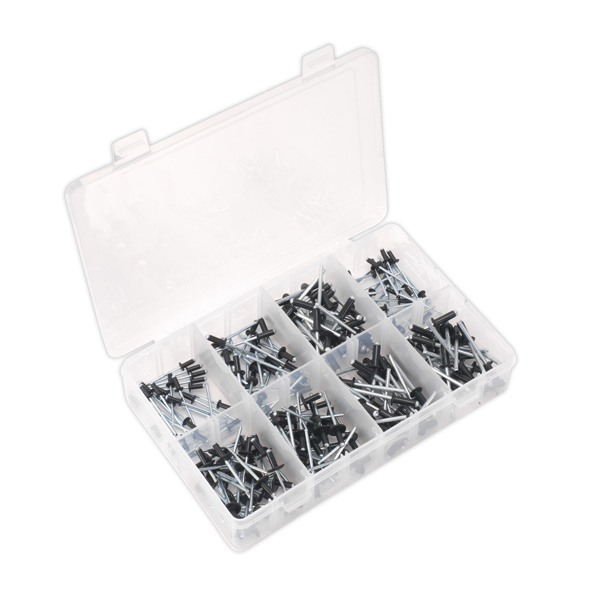 Sealey Rivet Assortment 200 Pieces Black Anodised Standard/Large Flange AB074BR