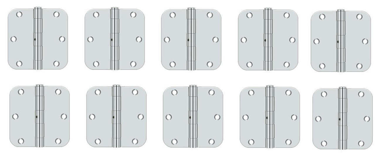 USED 5 Pairs Deltana 3.5 x 3.5 Plain Bearing 5/8" Corner Mortise Hinge | S35R526