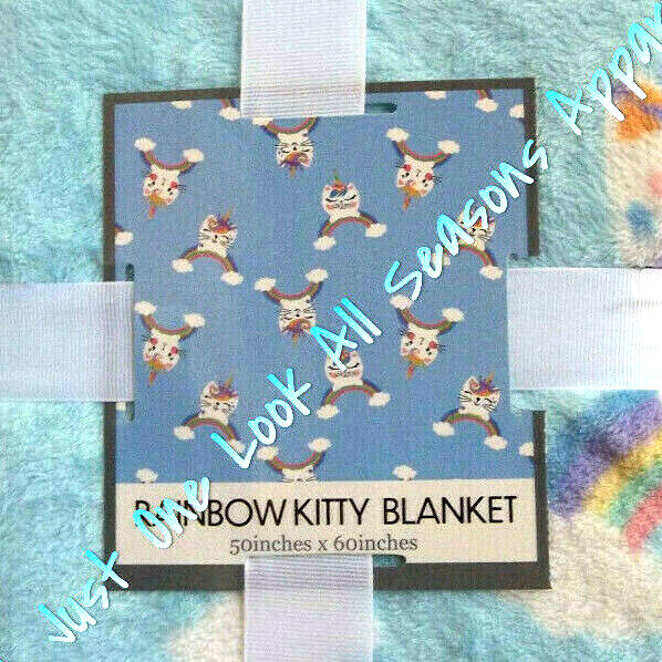 Rainbow Caticorn Kitty Blanket 50"x 60"