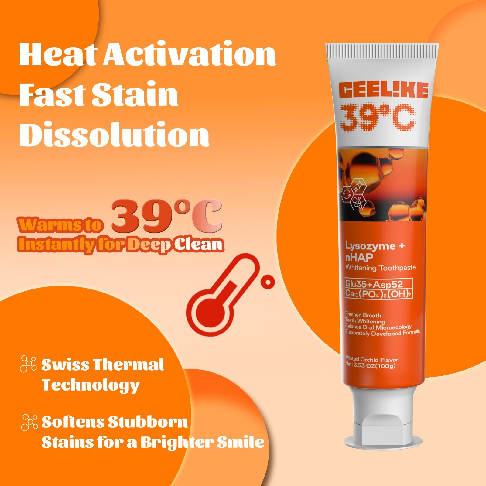 CEELIKE 39°C Lysozyme Toothpaste - Warm Sensation -2 x 3.53 oz