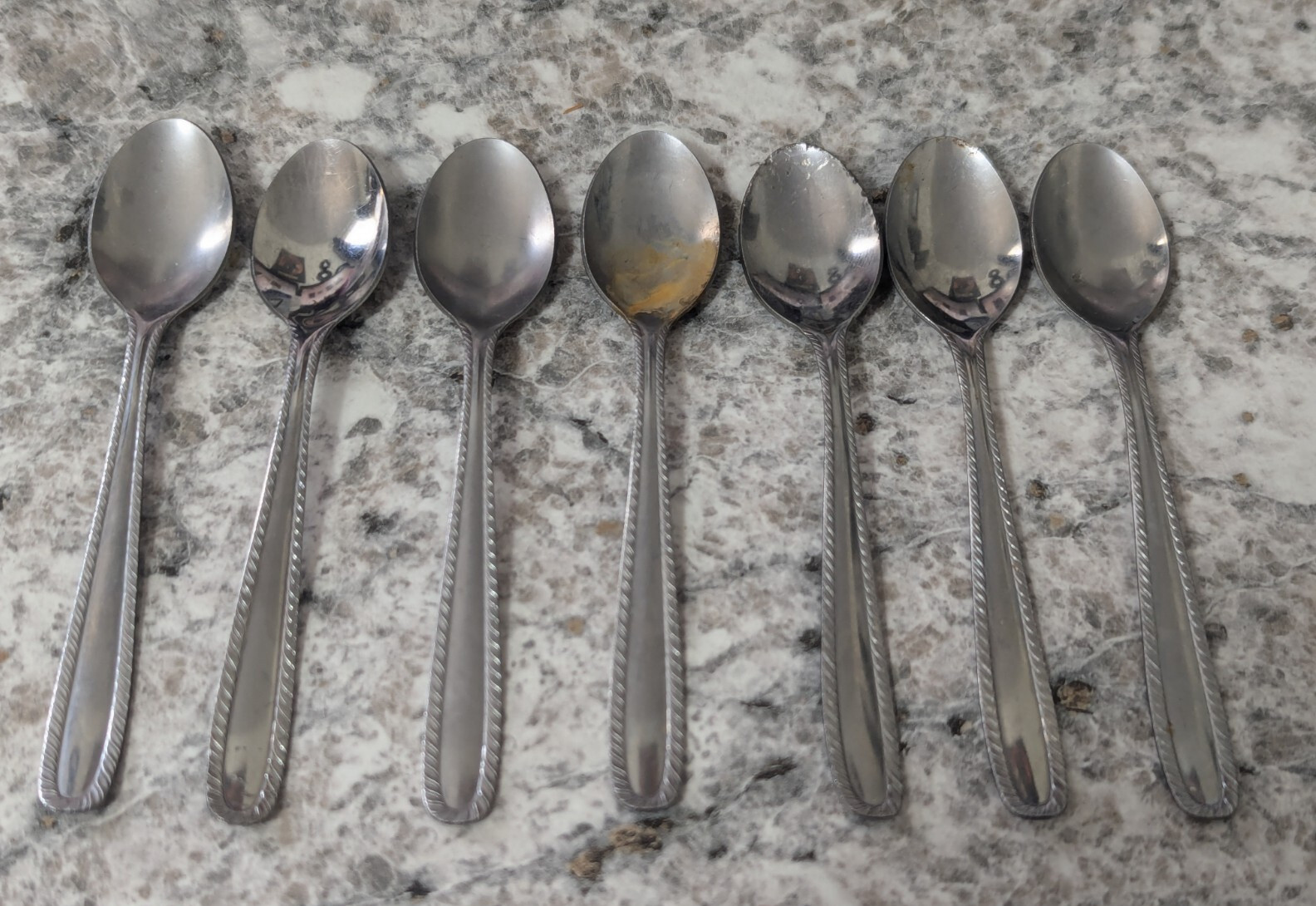 Lot of 7 Tramontina Inox Brasil Demitasse Baby Coffee Spoons Silver Tone Metal
