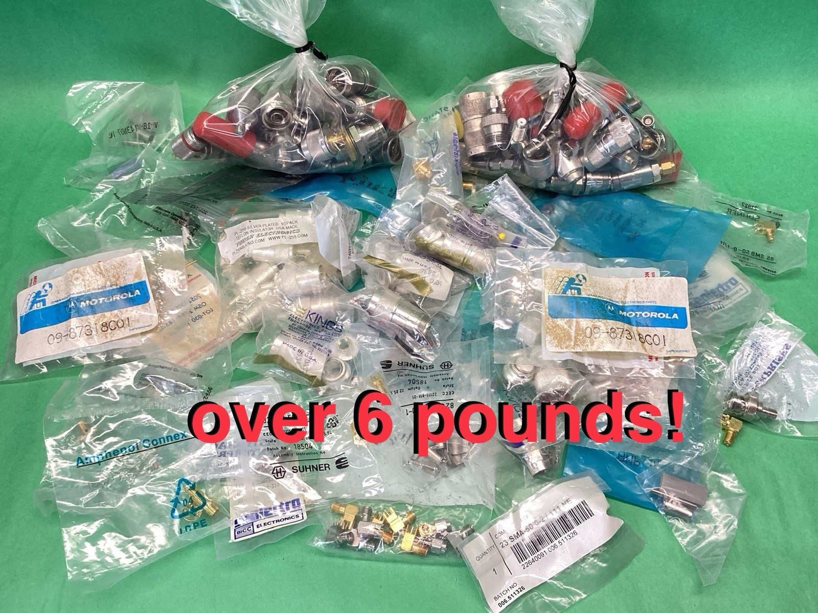 HUGE LOT Ham Radio Coax Connector SMA BNC PL-259 SO-239 Etc - OVER 6 POUNDS!