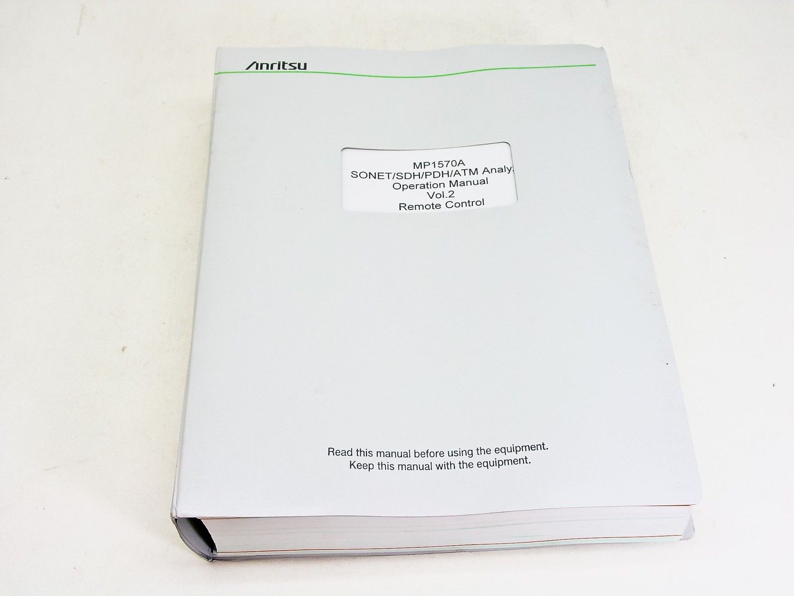 Anritsu MP1570A SONET/SDH/PDH/ATM Analyzer Operation Manual Vol.2 Remote Control