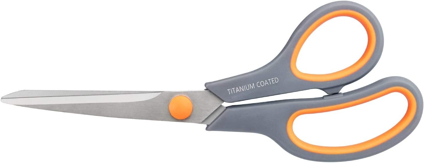 Scissors 8" Multipurpose Titanium Coated Sturdy Sharp, Gray, 1 Pack | Right/L...