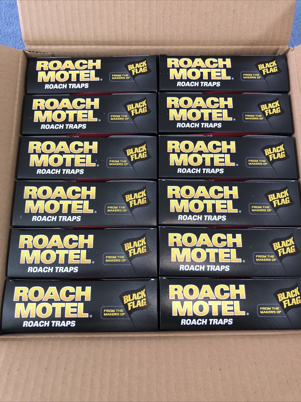 Case Of 12 (2packs) Black Flag Roach Motel Traps, Twelve 2-Count
