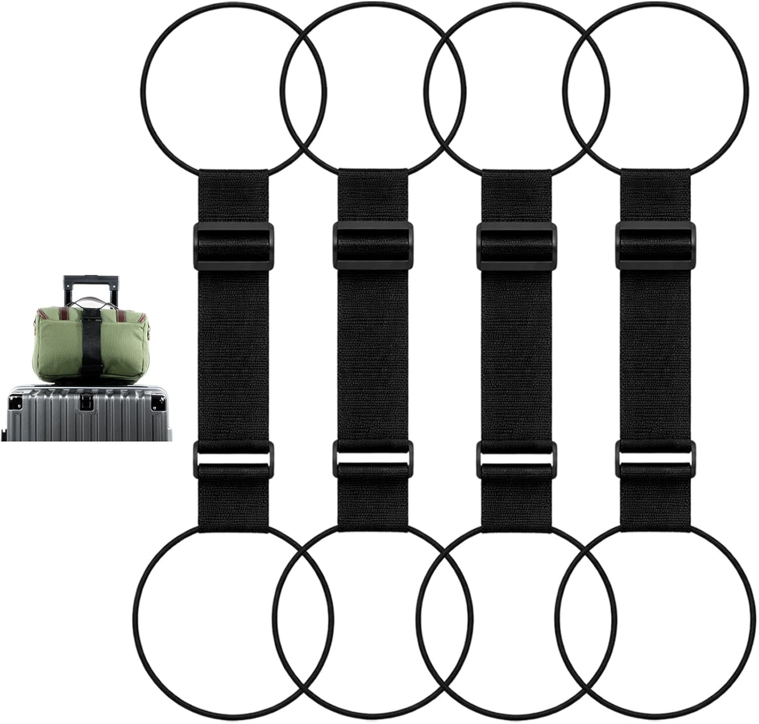 4 Pcs Luggage Straps, Strong Adjustable Luggage Connector Straps Luggages Str...
