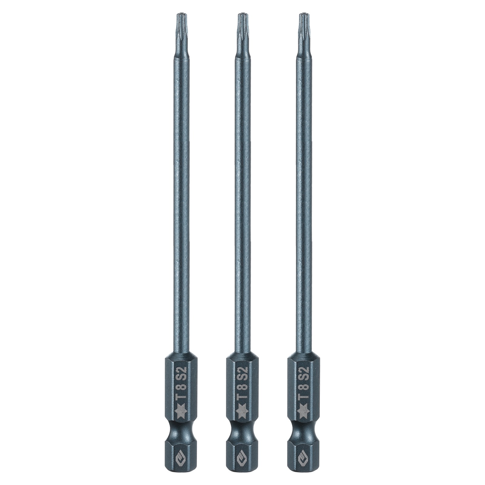 3pcs T8 Torx Screwdriver Bit 1/4" Shank 4" Long Magnetic 6 Point Drill Bits
