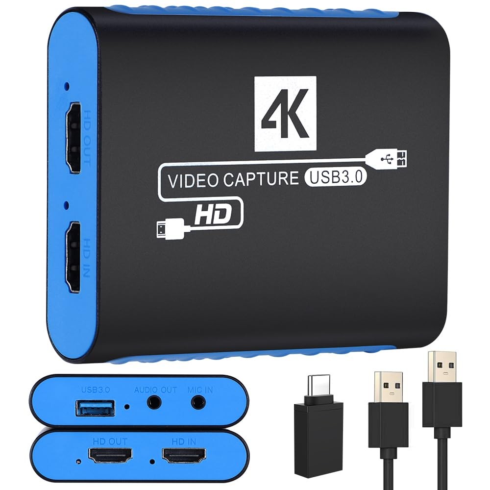 USB Capture Card for Streaming, YUY2 1080P 60FPS for Switch/PS5/Xbox/DSLR