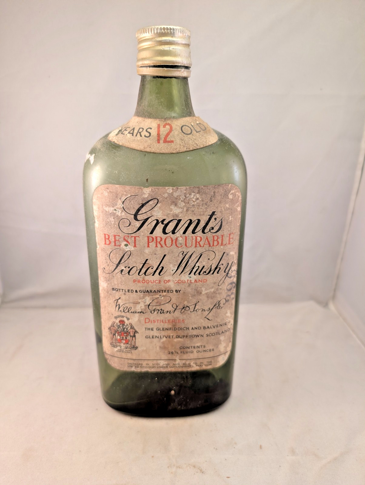 Vintage Grants Best Procurable Scotch Whisky paper label bottle w original lid