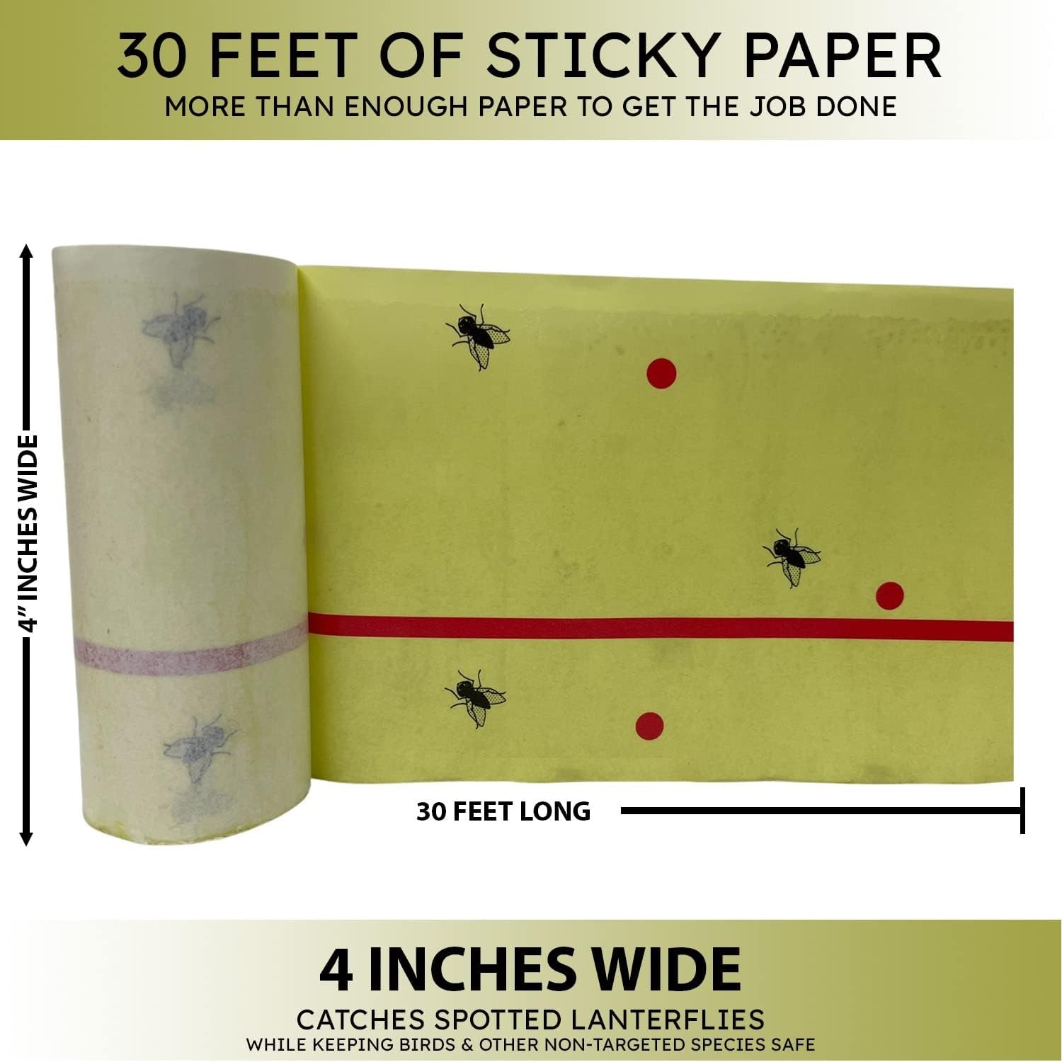 , Spotted Lantern Fly Tree Trap - 4 Rolls (30 Feet Each Roll) - Lanternfly Tree