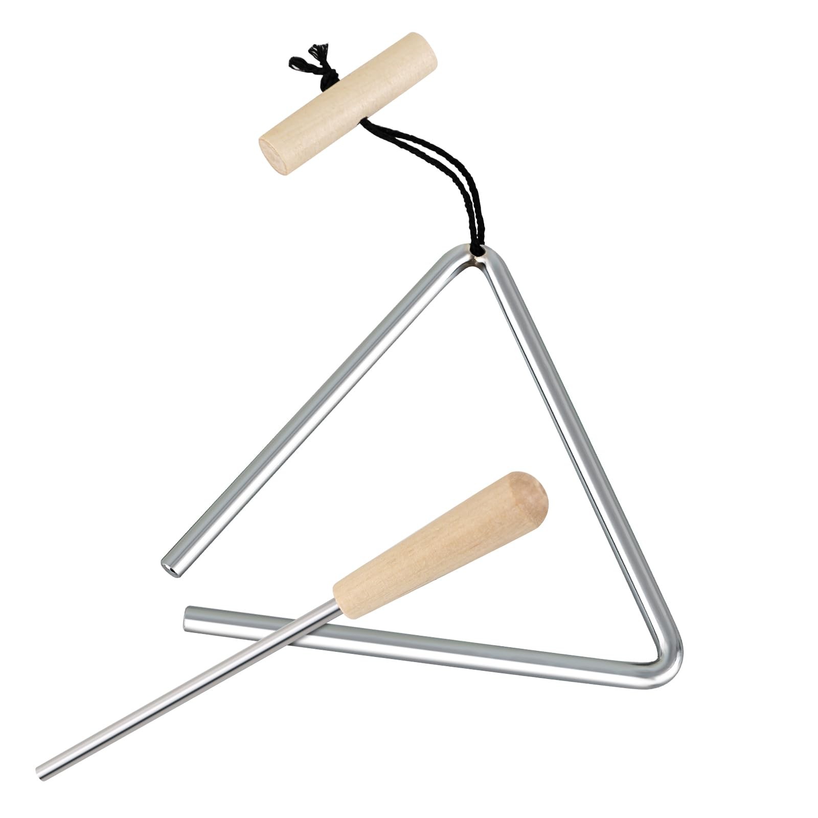 6 Inch Rhythm Steel Triangle Instrument Hand Percussion Music Triangle Striker
