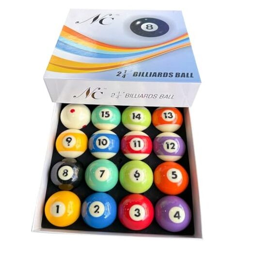 Billiard Balls Set, Deluxe 2-1/4" Regulation Size Billiard Pool Balls for