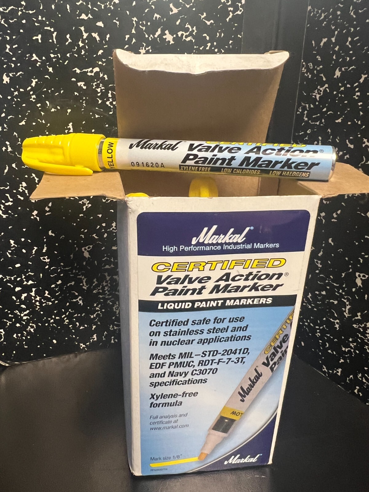 Markal #96881 (12/box) Valve Action Paint Marker - YELLOW