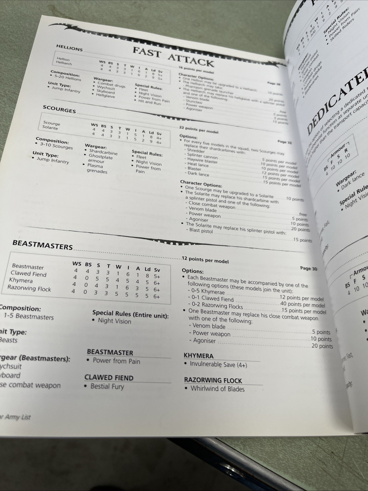 2010 Warhammer 40,000 Dark Eldar Book Game Workshop