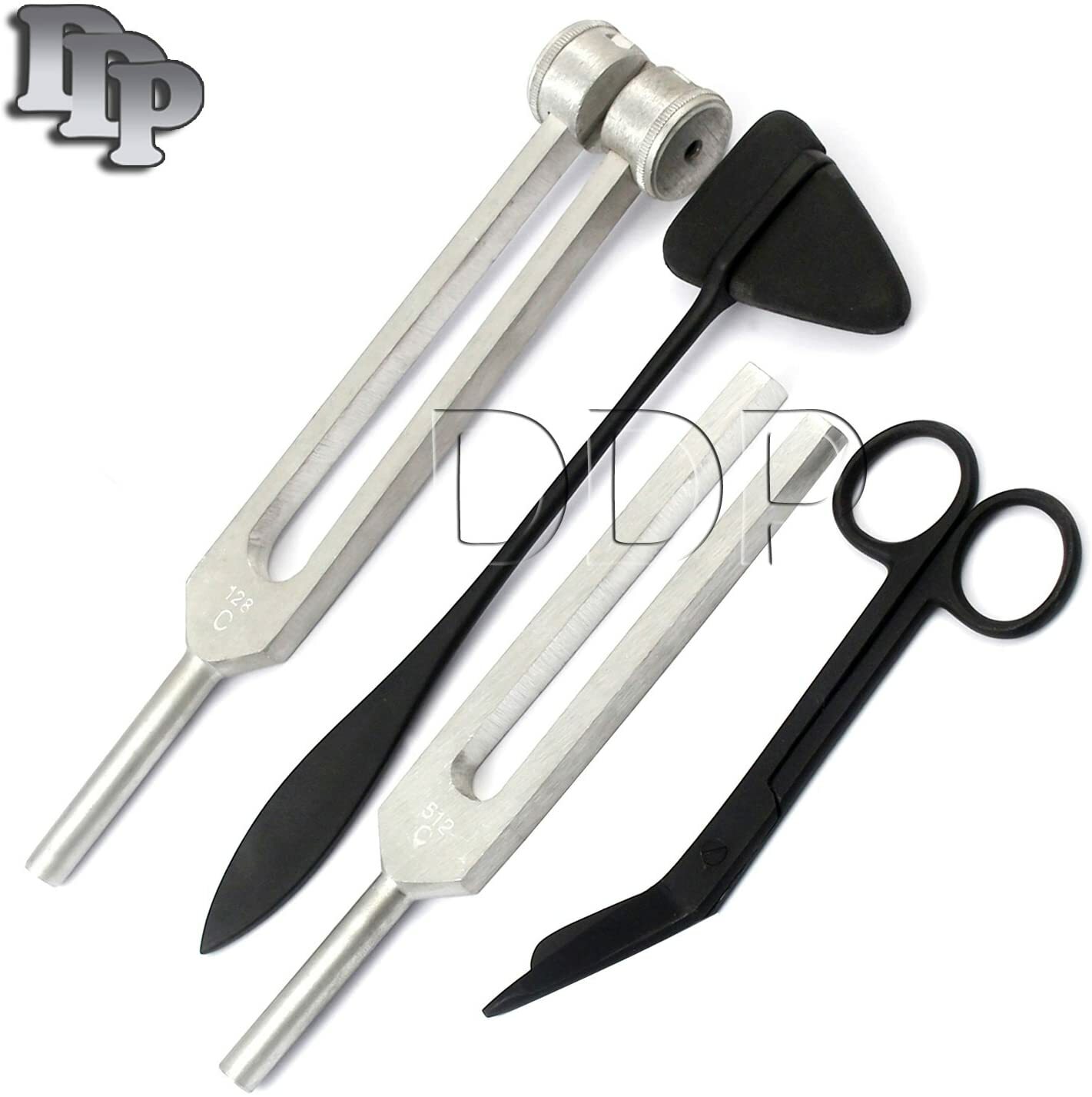 Set Of 4 Pcs Reflex Taylor Hammer Tuning Fork C 128 512 Hz Bandage Scissor 5.5''