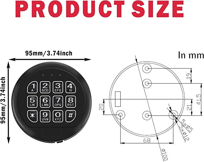 Gun Safe Lock Replacement with 2 Override Keys & Solenoid Safe Electronic Lock