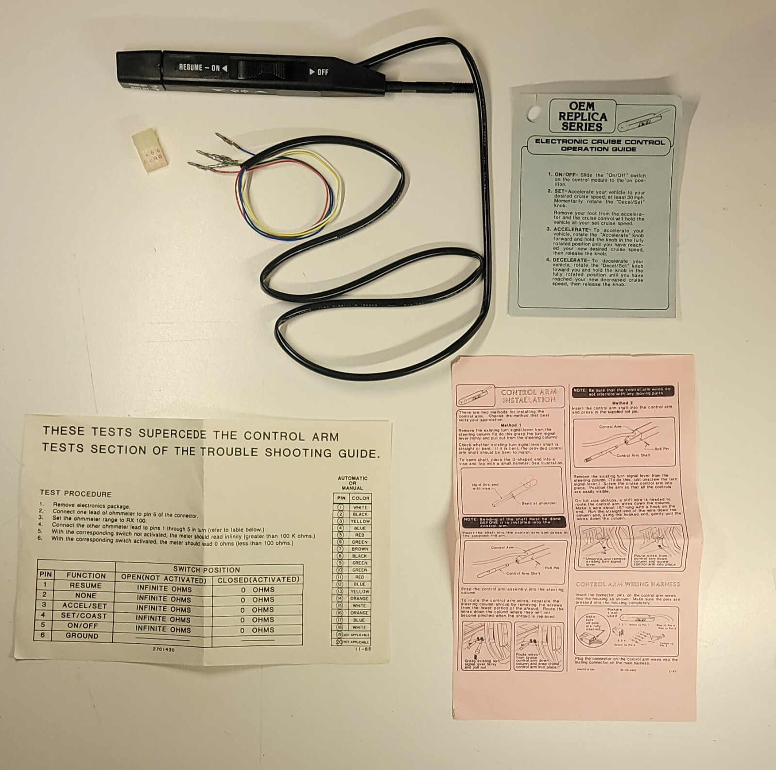 OEM Replica Series Electronic Cruise Control Arm 2701430 96-09-6802 New NOS