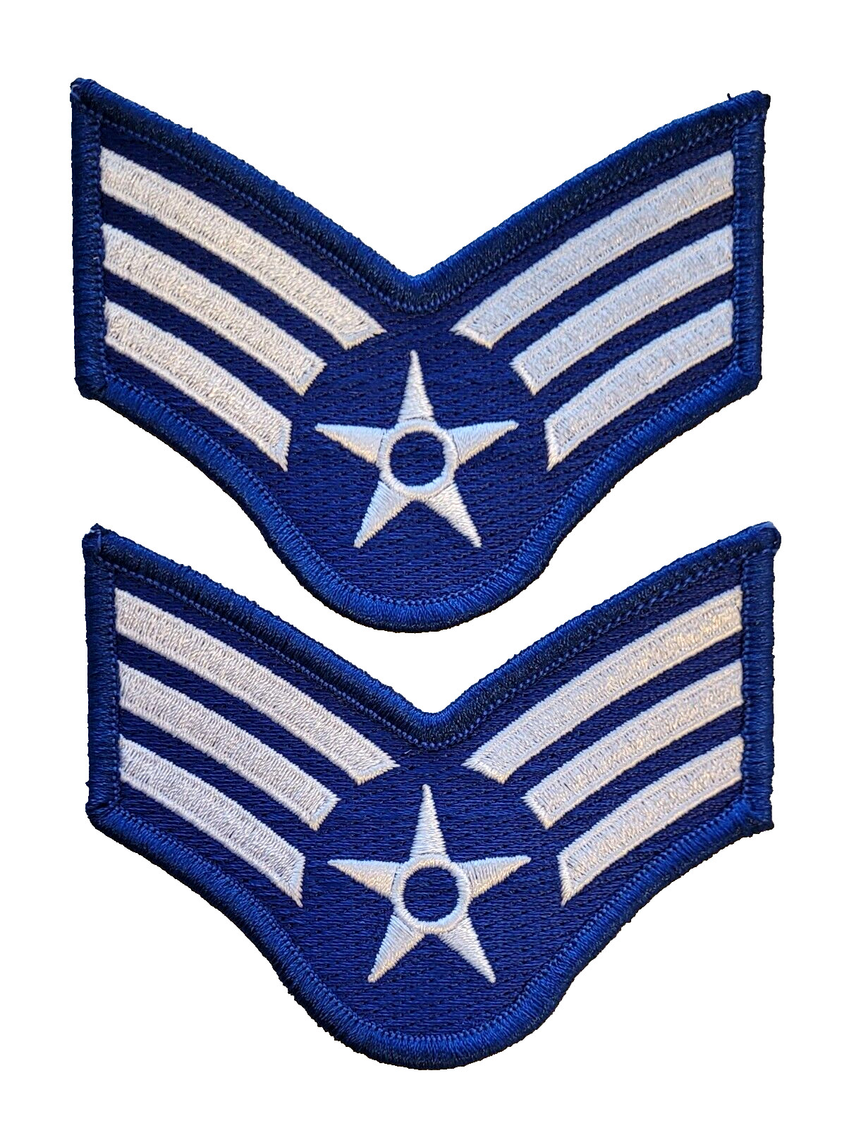 Senior Airman AirMan Chevron Rank Military Army Iron on Patch (Pair)