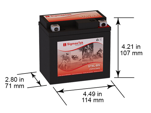 Everstart ES5L-BS Powersports Battery Replacement By SigmasTek (80CCA)