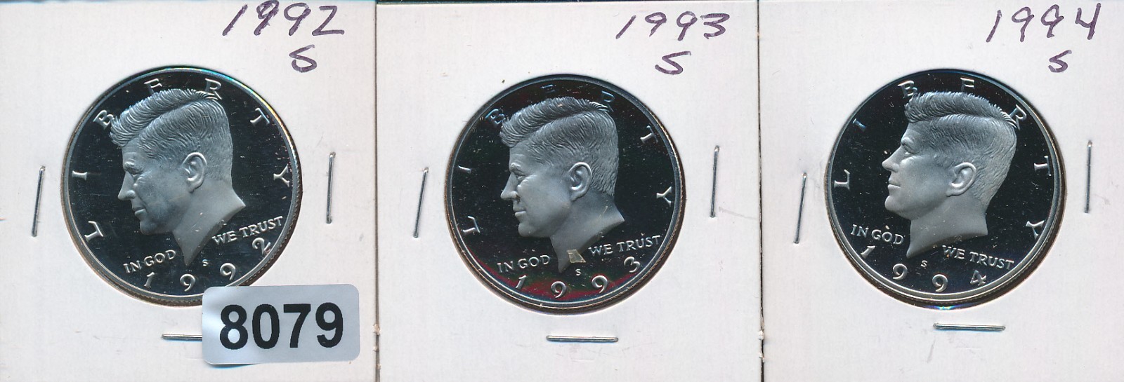KENNEDY HALVES - 1992-S, 1993-S & 1994-S - GEM PROOFS - #8079 - reduced