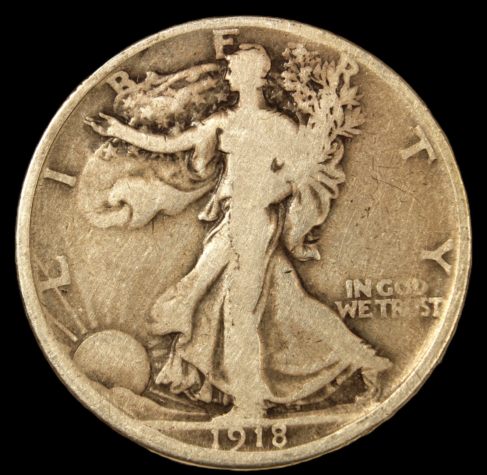 1918 s Walking liberty Half Dollar- Choice Fine
