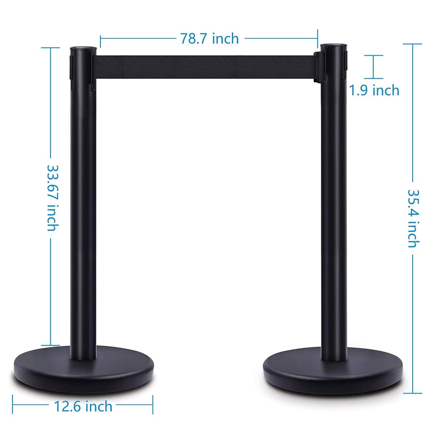 Retractable Belt Stanchion Posts 6-Pack - 6.5ft Crowd Control Barriers - Meta...