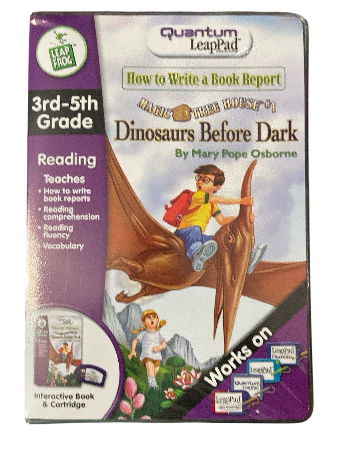 NEW Quantum Leap Pad Magic Tree House Dinosaurs Before Dark Book & Cartridge