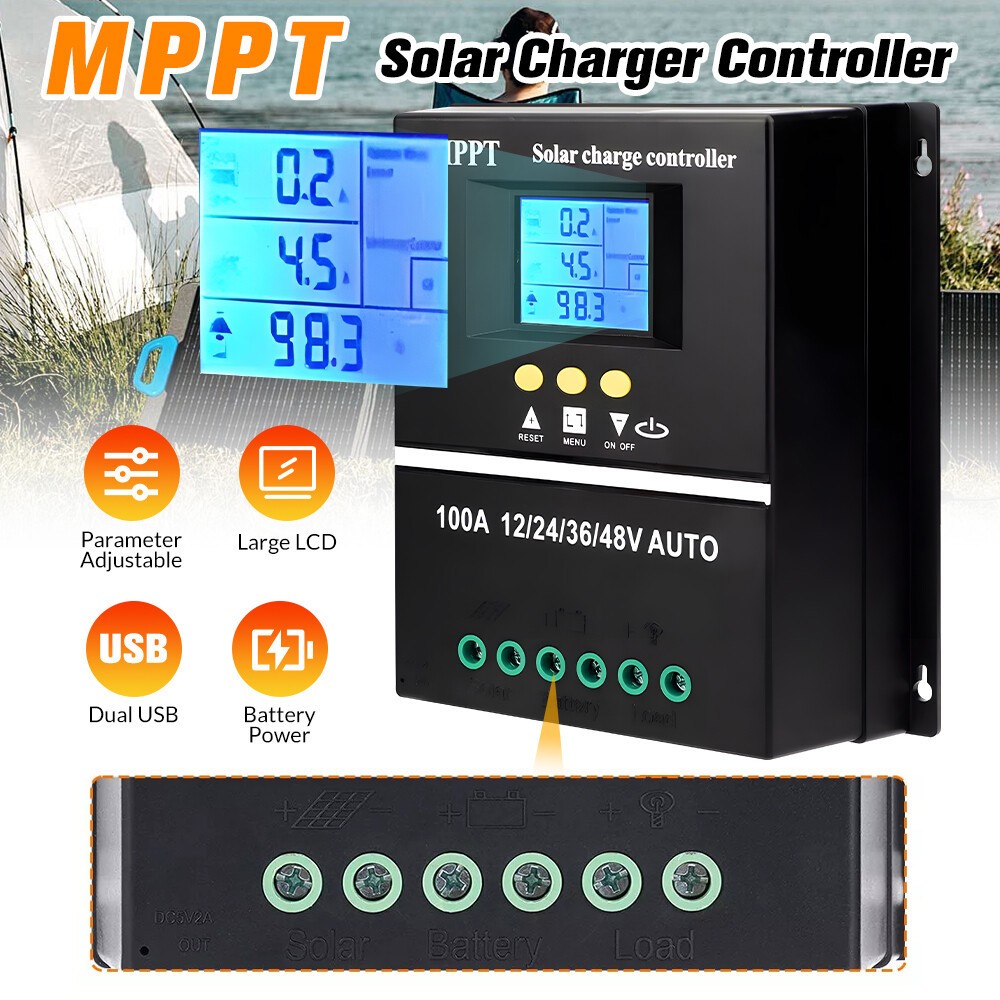 MPPT Solar Panel Battery 100A PV Regulator Charge Controller AUTO 12/24/36/48V