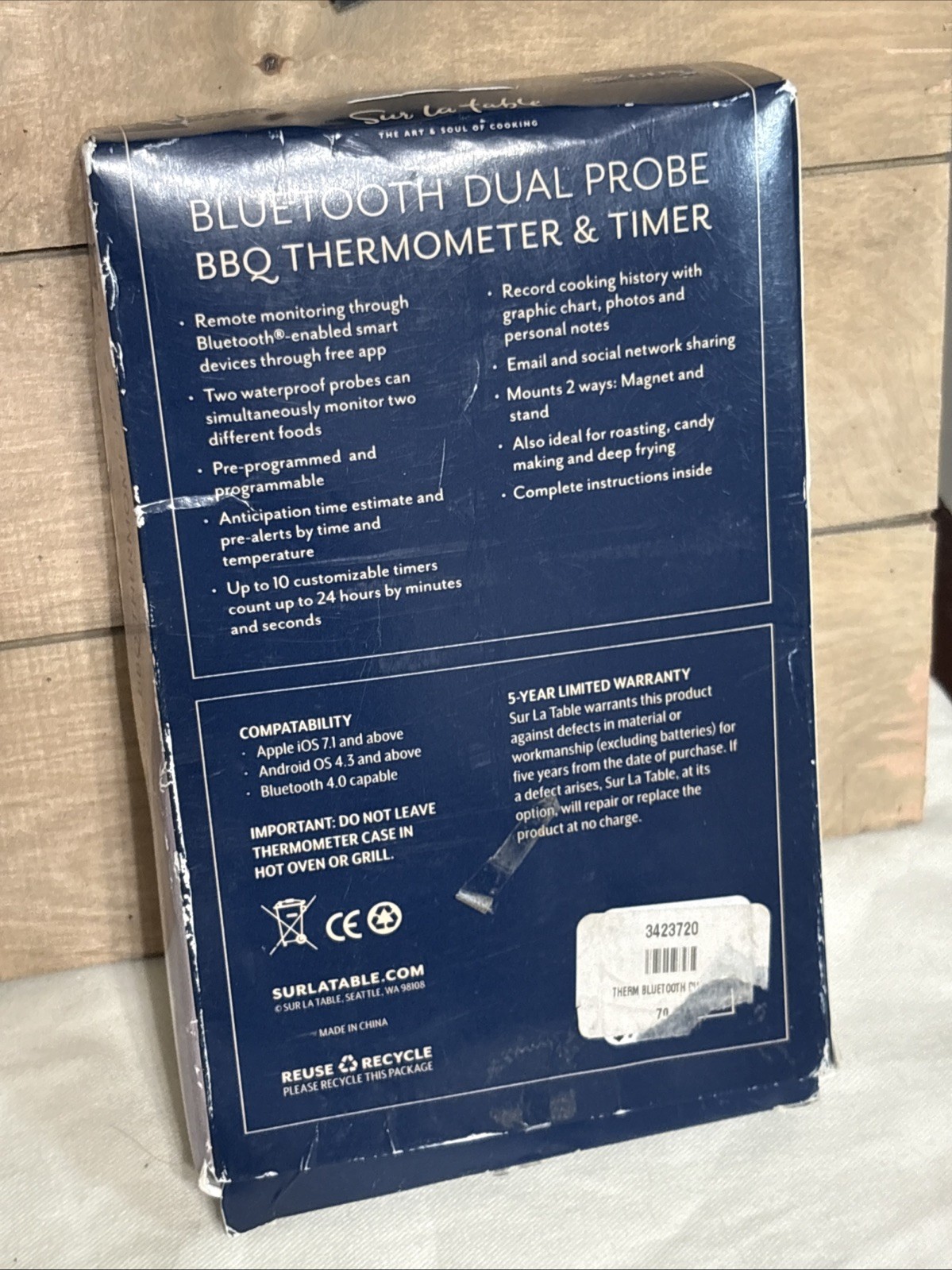 Sur La Table CDN BT482 Bluetooth Dual Probe BBQ Thermometer & Timer New Open Box
