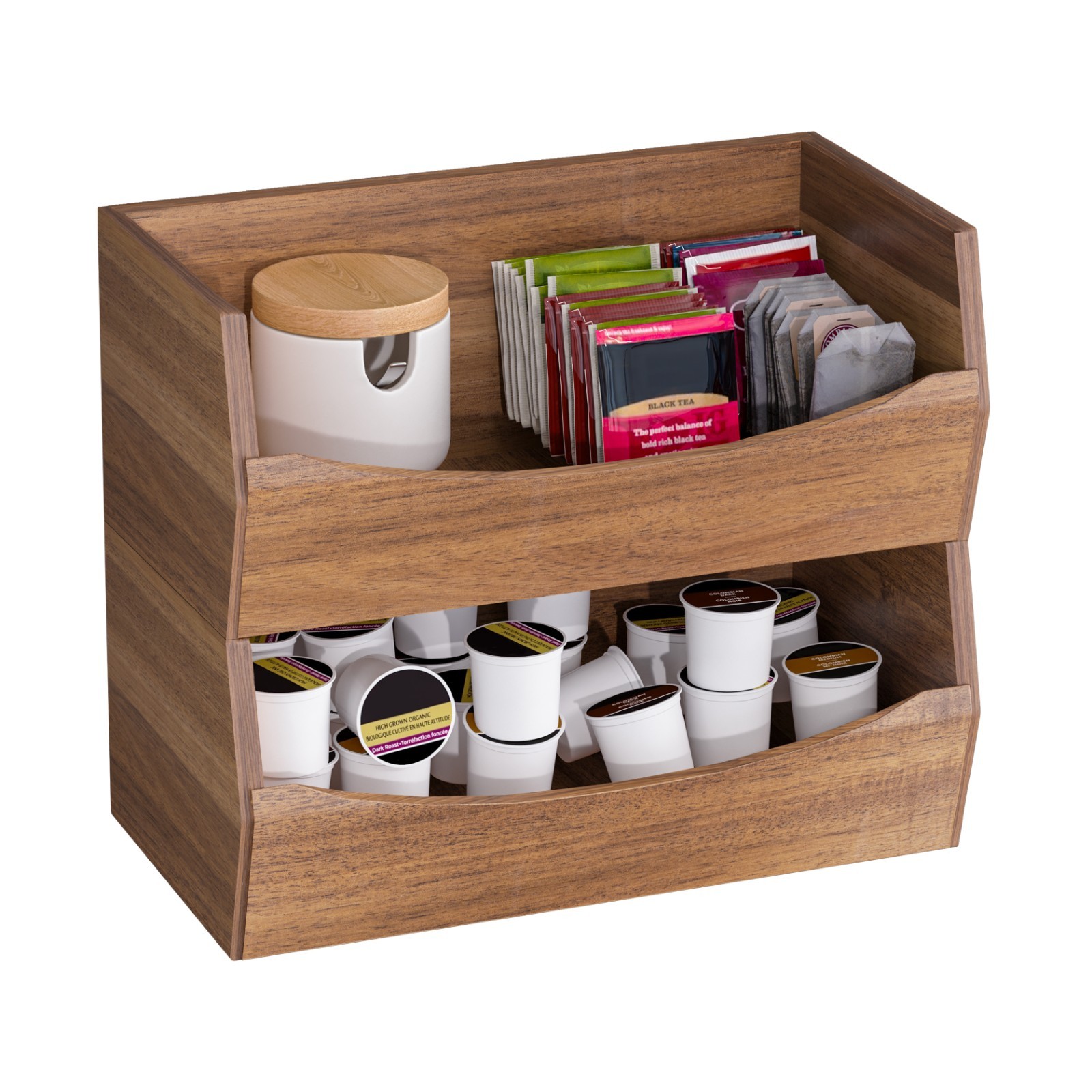 Seville Classics 2-Piece Stackable Acacia Bin Set