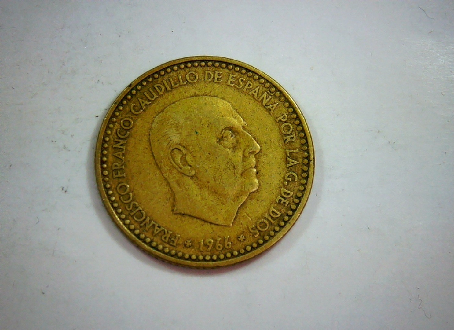 Spain 1966 1 Peseta Franco peseta (UNA PESETA coat of arms type) Coin