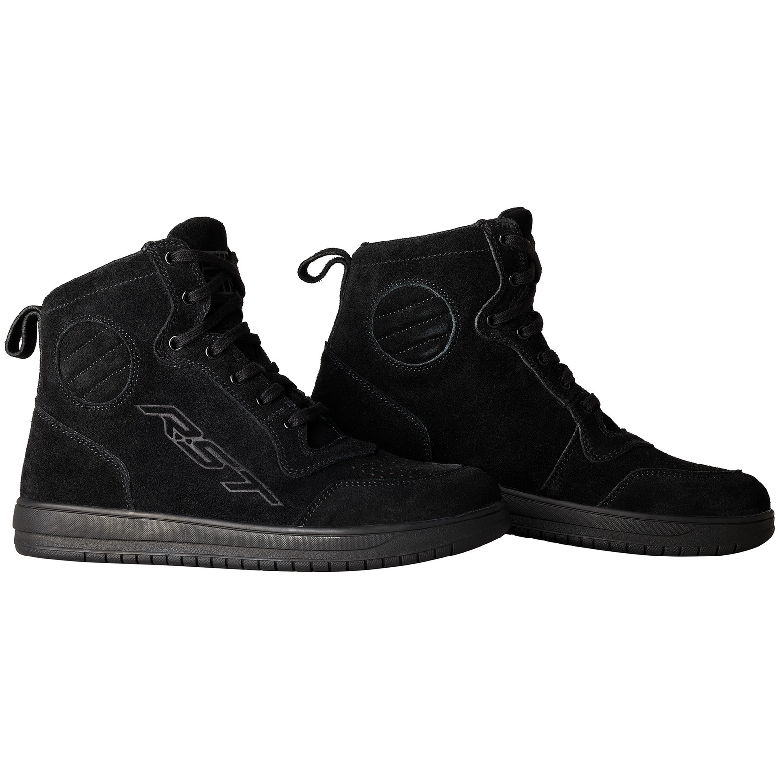 RST HiTop Moto Ladies Sneaker Black Suede Urban City Lowrise Motorcycle Boots...