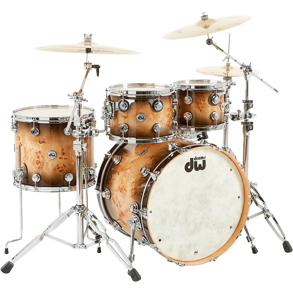 DW SSC 4-Piece Exotic Maple Shell Pack w/22" Bass Quick Candy Burst Mappa Burl