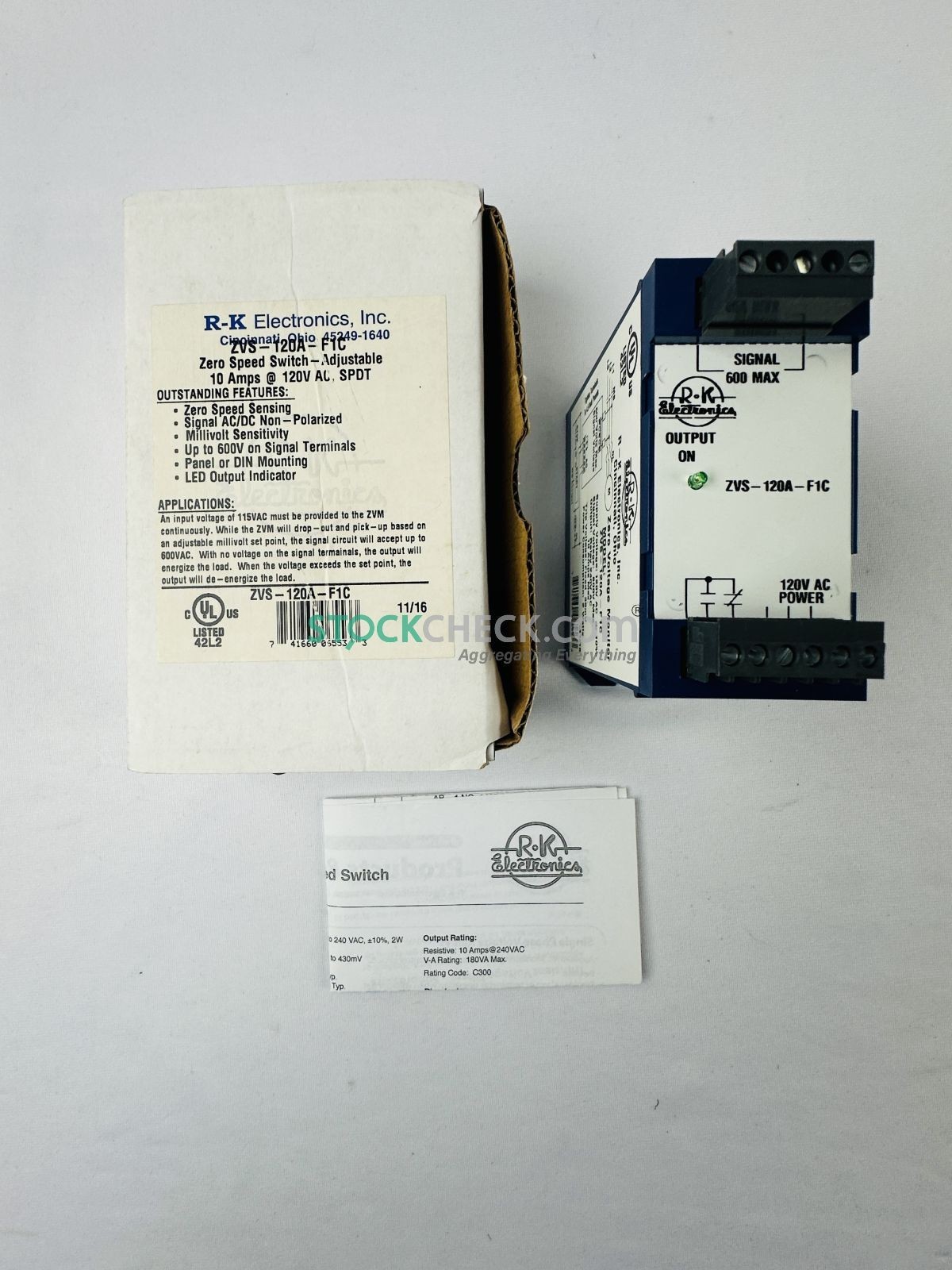 R-K Electronics ZVS-120A-F1C Zero Speed Adjustable Switch