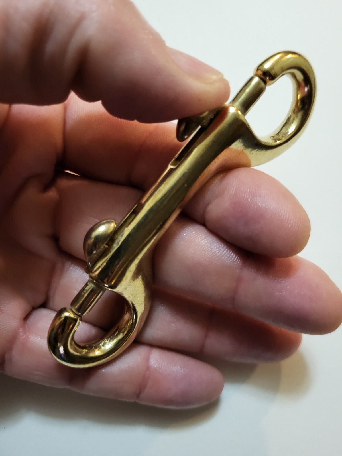 4" solid brass double ended snap hook Marine Grade thumb release spring clip