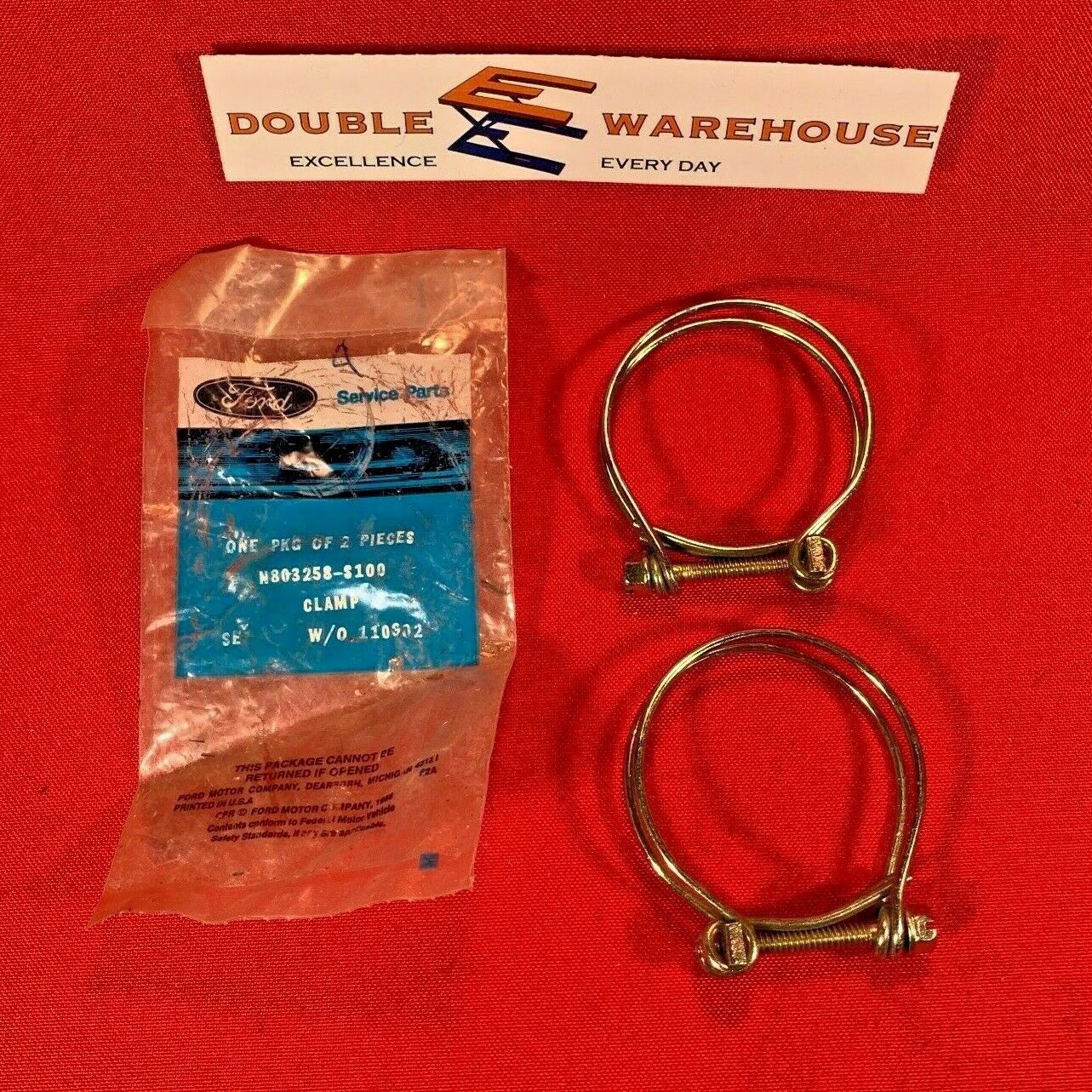 NOS OEM Ford N803258-S100 Front Suspension Steering Ball Stud Clamp LOT OF TWO