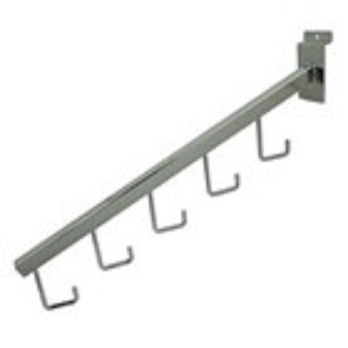 Only Hangers 5 Hook Slatwall Waterfall- Chrome Pack of 24