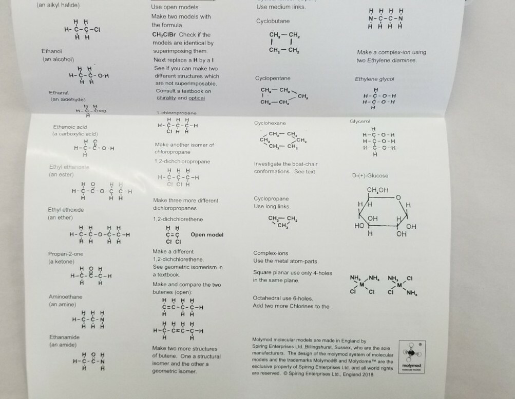 Molymod Molecular Model Set for Organic Stereochemistry Educational Aid