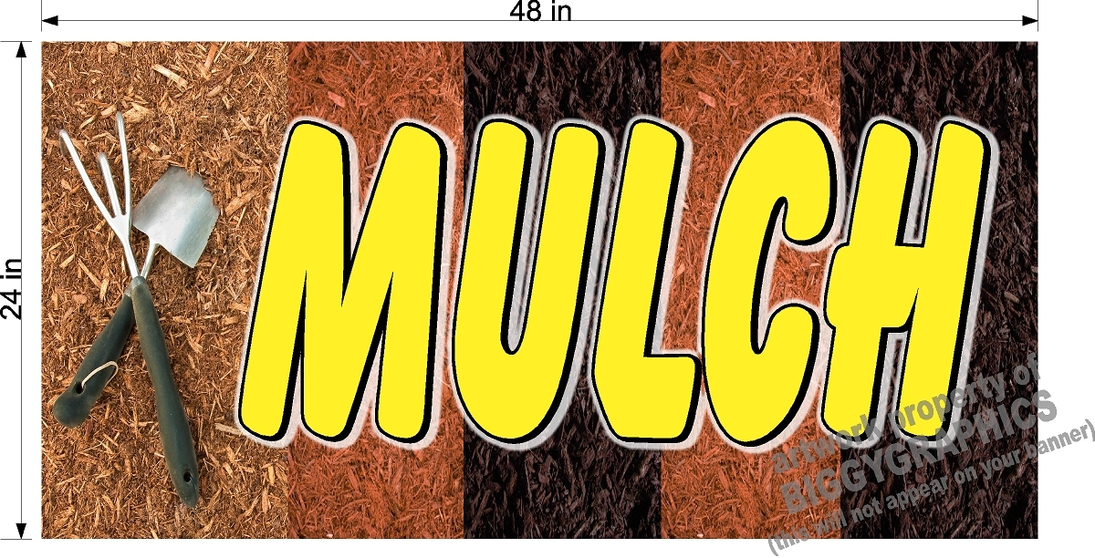 2' x 4'  VINYL BANNER MULCH FOR GARDEN NURSERY FLOWER SHOP!