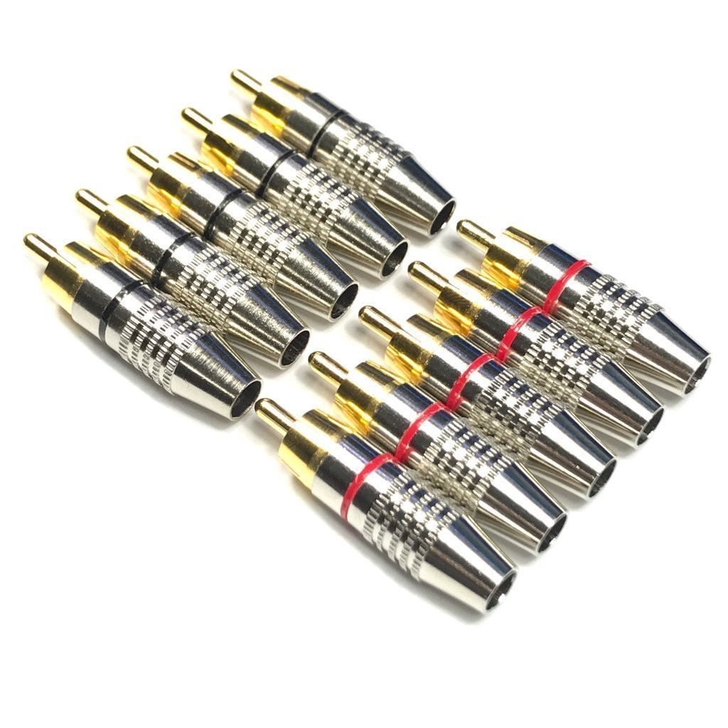 CESS RCA Plug Solder Gold Audio Video #19: 10-Pack, Black & Red