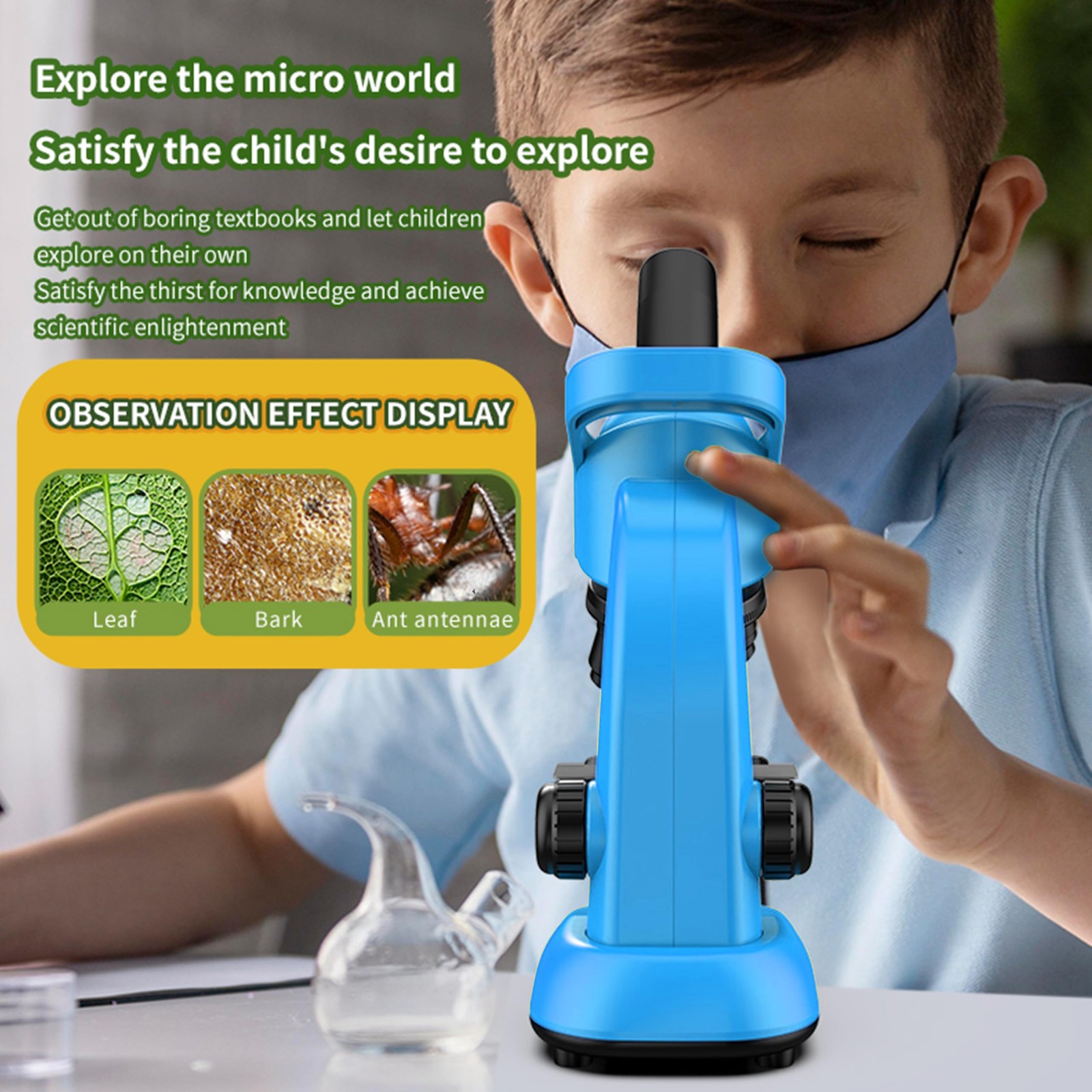 Kids Microscope,40-1600x Microscope Kit for Beginners Yellow