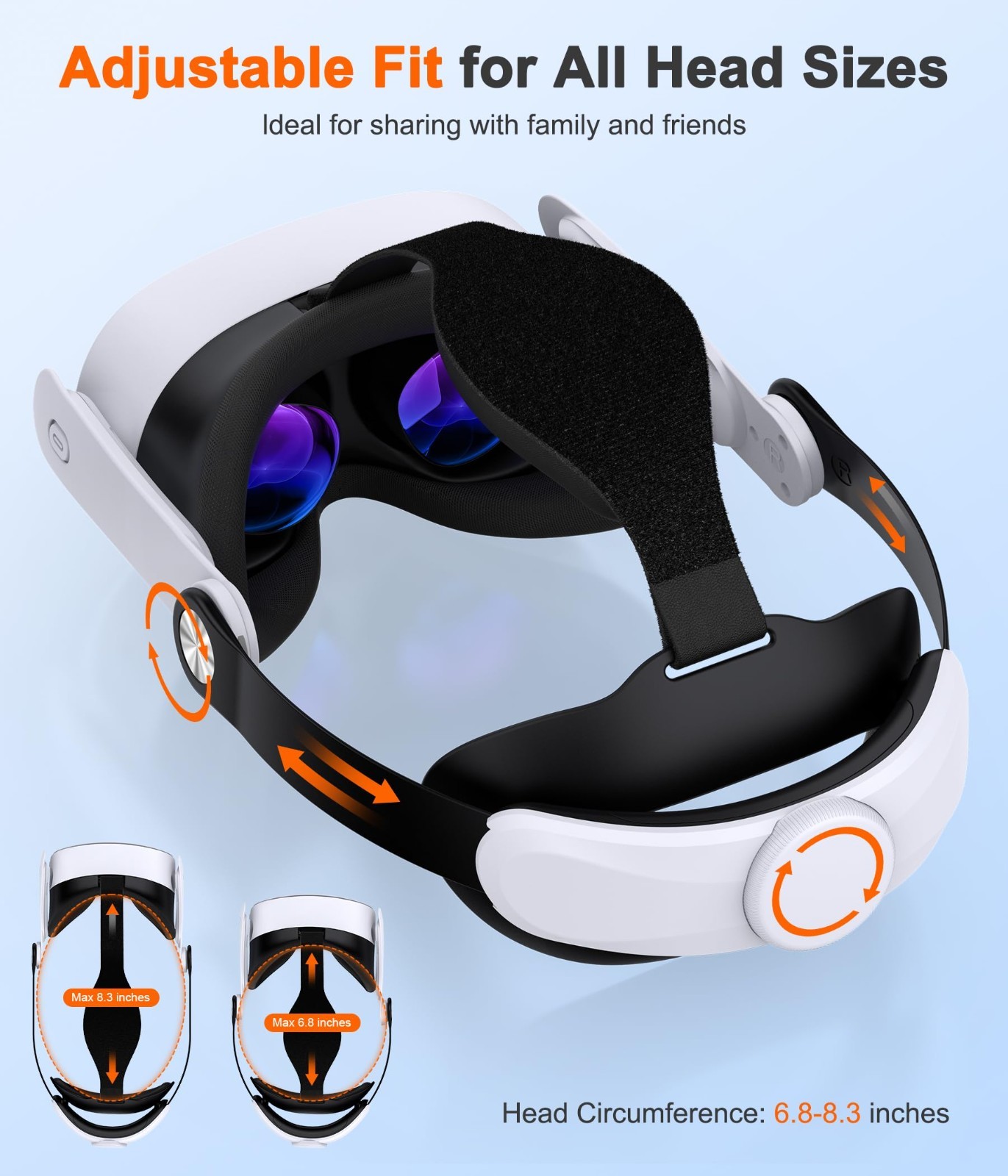 Adjustable Soft Cushion Head Strap for Meta Quest 3/2 - Lightweight VR Accessory