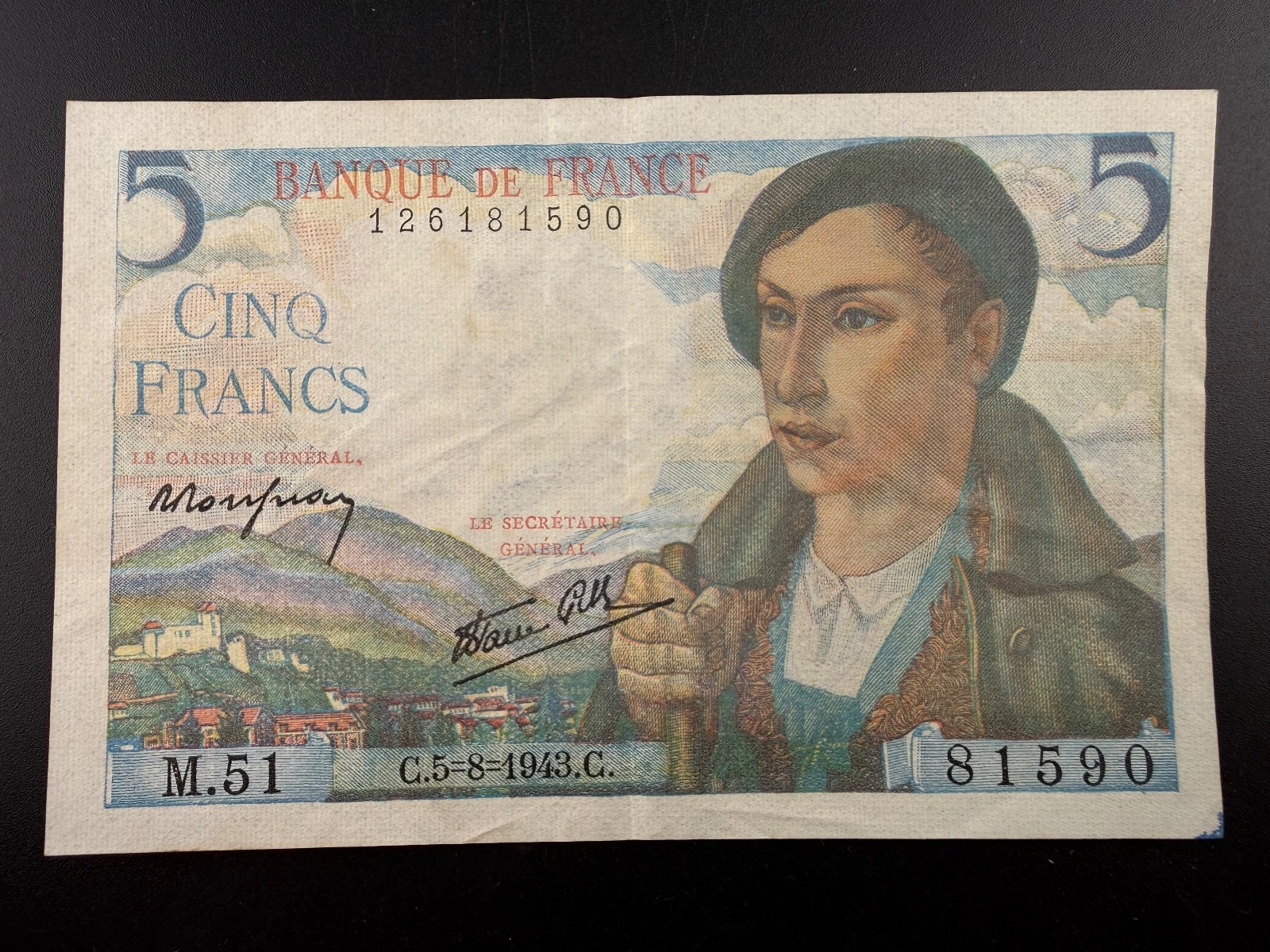 1943 France 5 Francs P#98a Banknote SPC1714