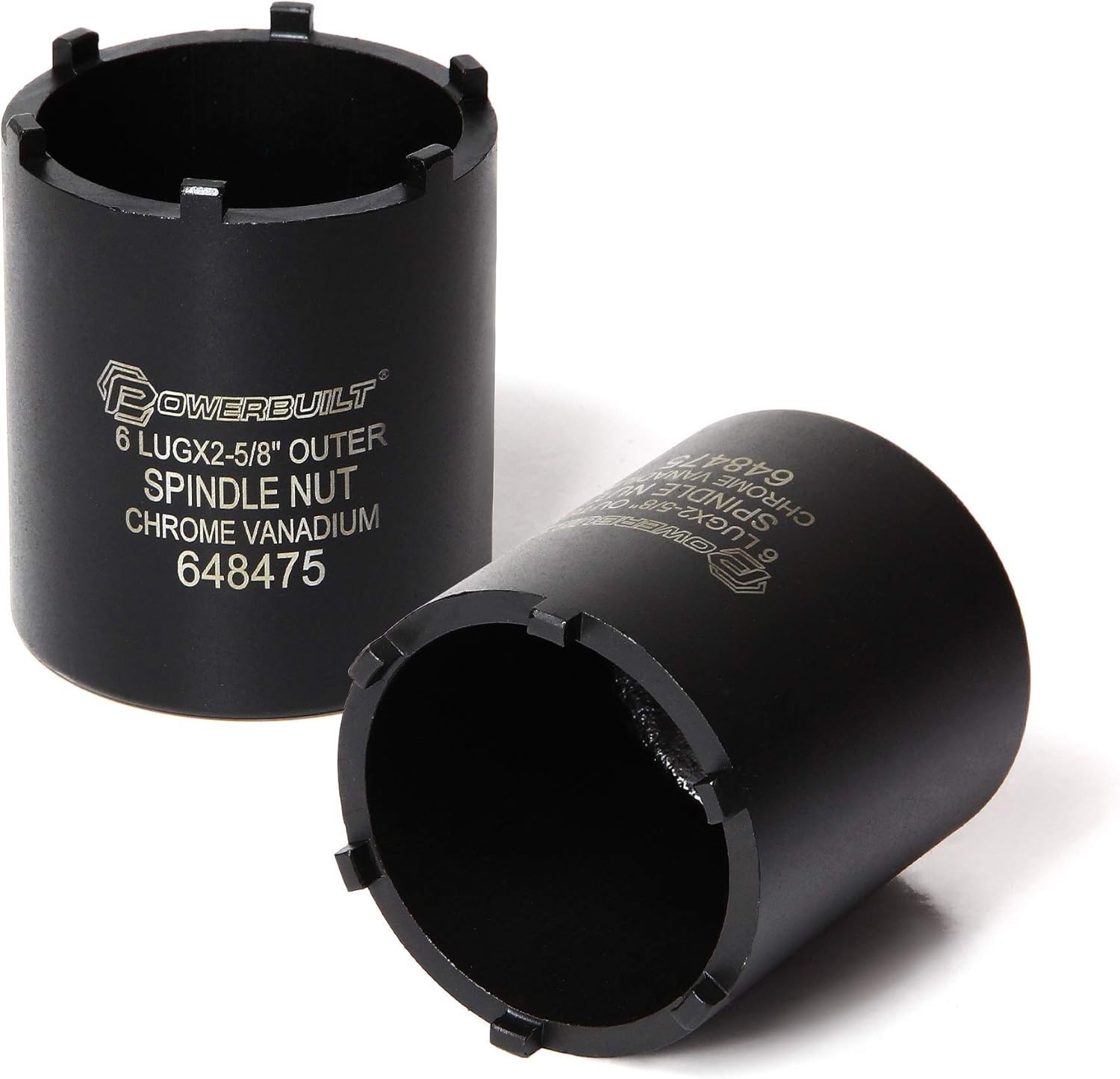 Powerbuilt Spindle Socket, 6 Outer Black, 6 Lug, Remove Spindle Nuts, 2-5 Inch O