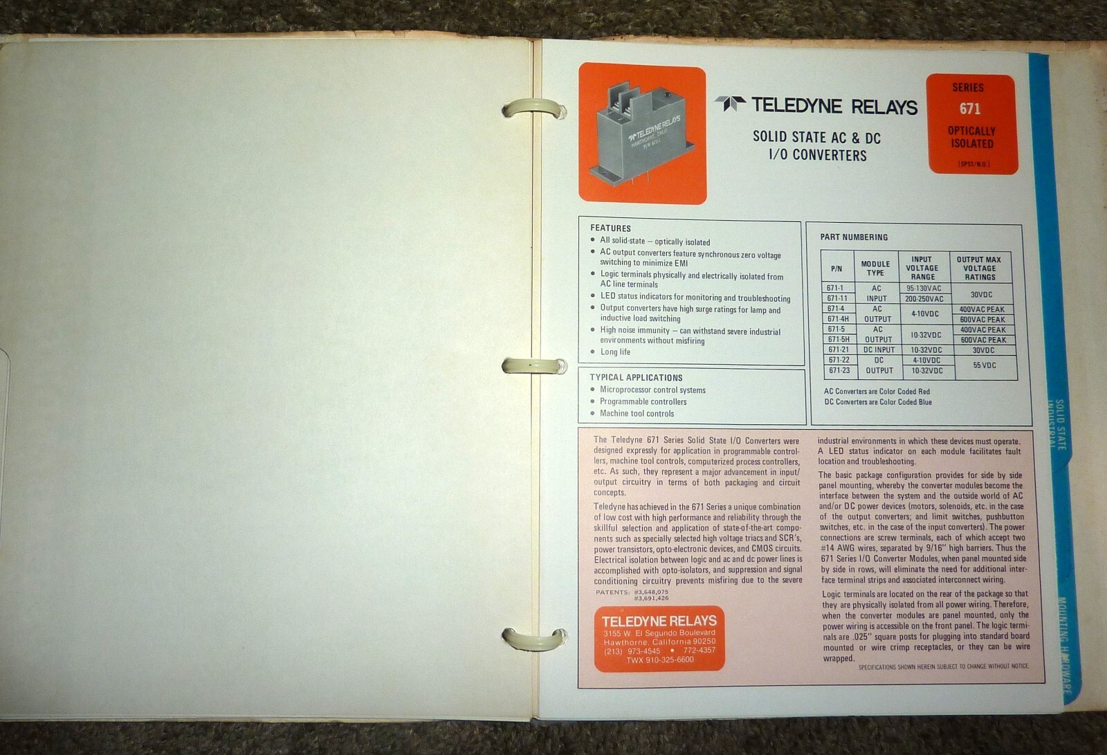 Teledyne Relays Catalog OEM 1976