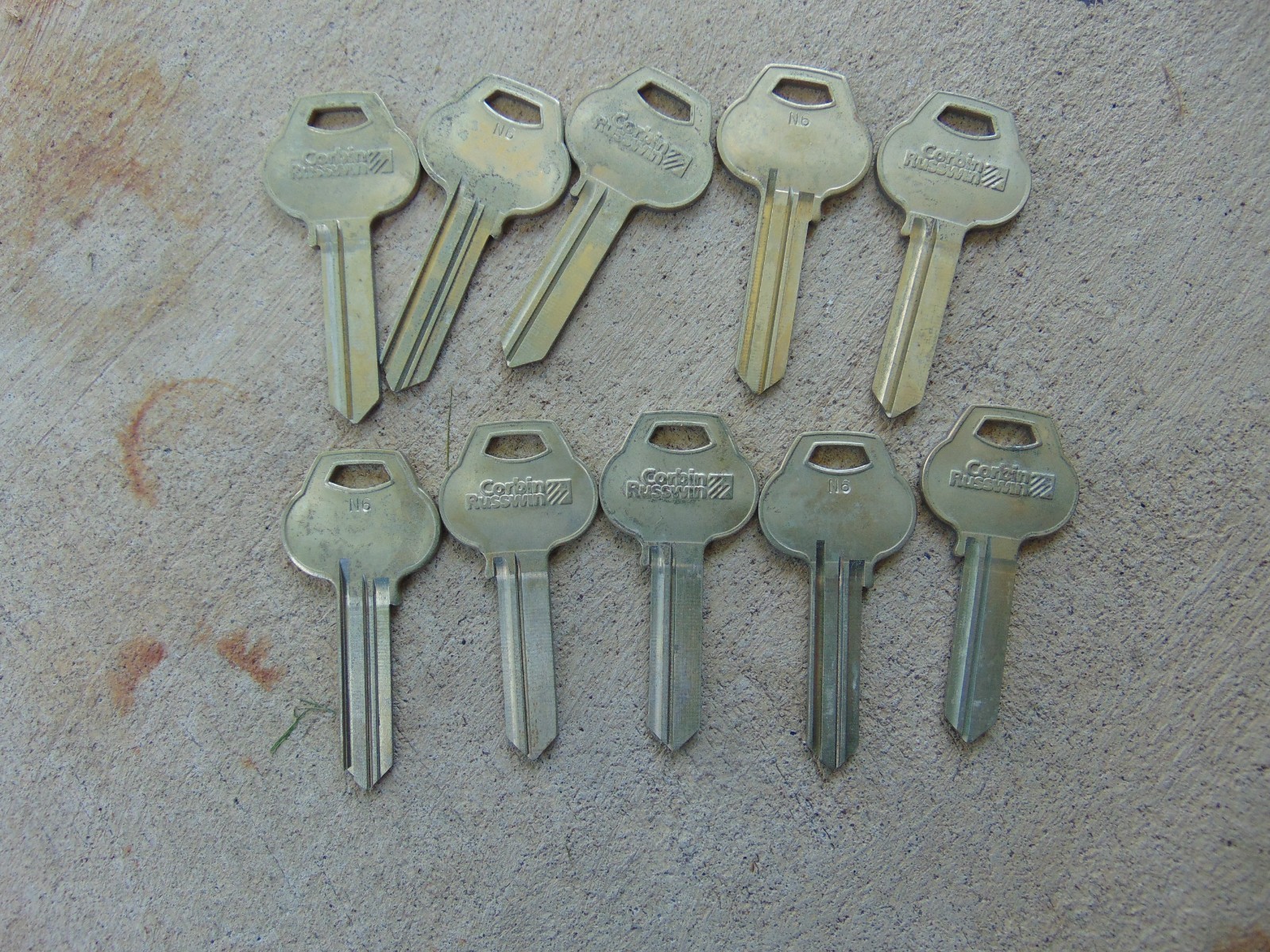 5  KEYS  ORG. CORBIN & RUSSWIN  N6 KEY   6 PIN KEYS BLANKS UNCUT       LOCKSMITH