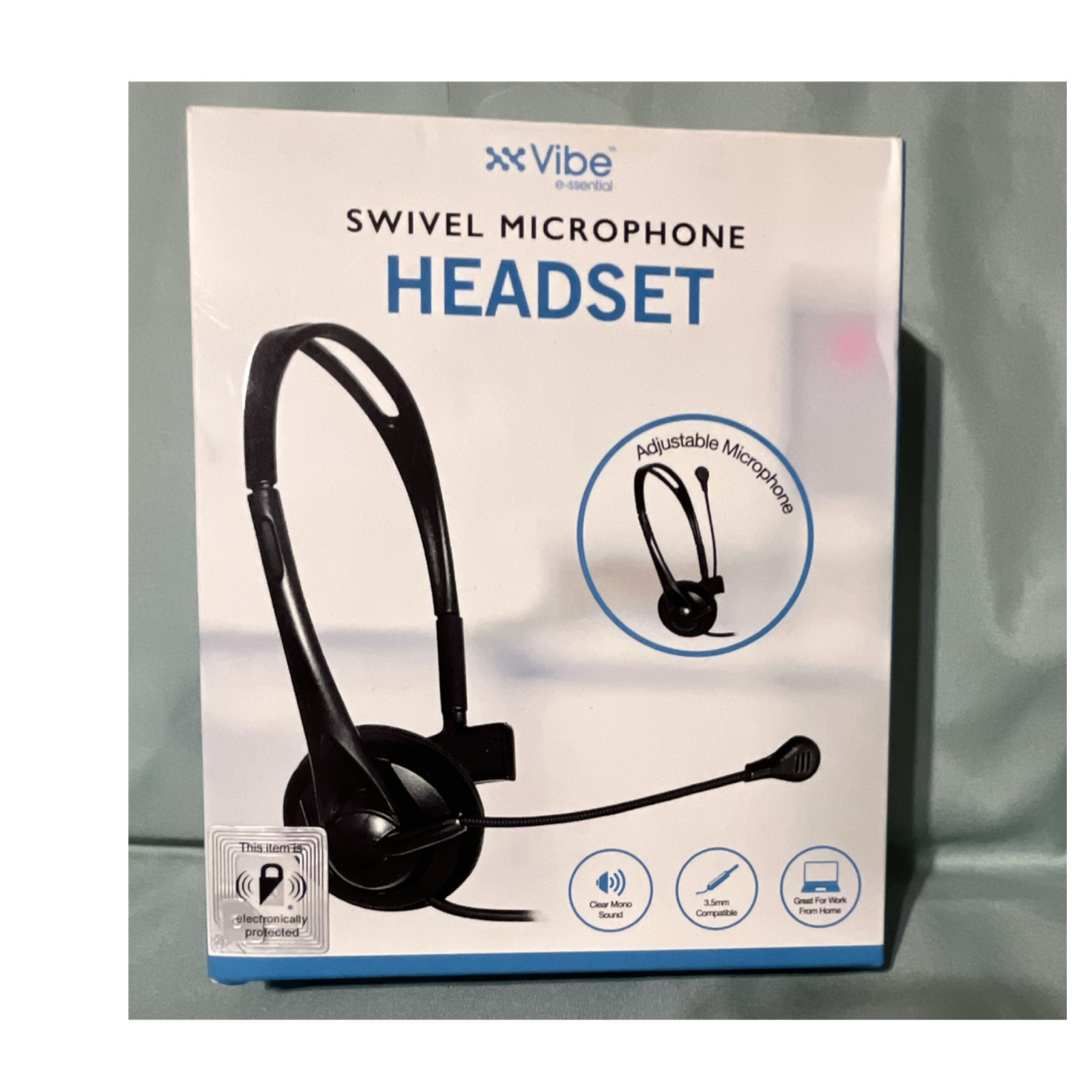 Vibe e-ssential Swivel Boom Mic Headset Single Earpiece 3.5mm Black 1.5m